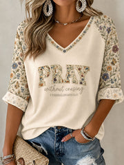 Women's 'Pray Without Ceasing' Printed Casual T-Shirt