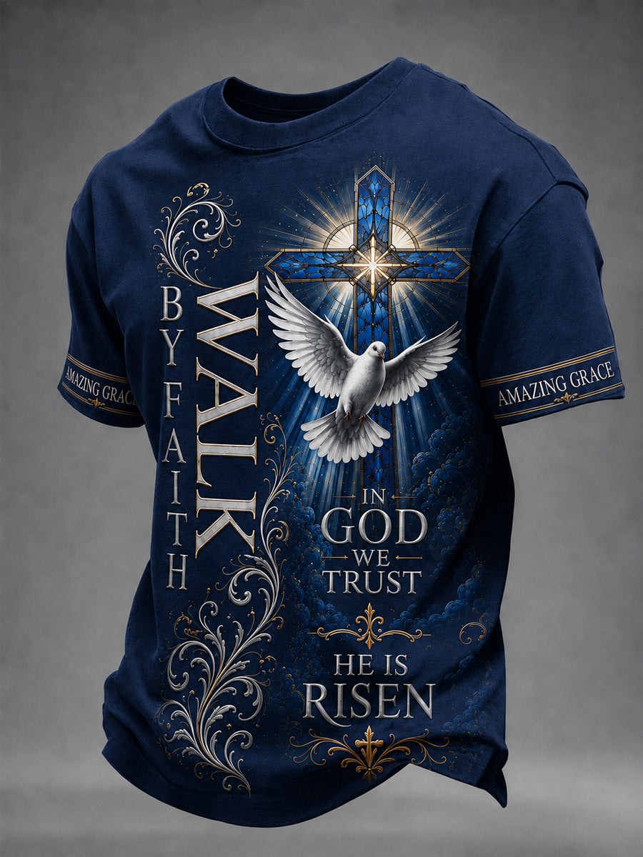 Men's Christian WALK BY FAITH Cross Short Sleeve T-shirt