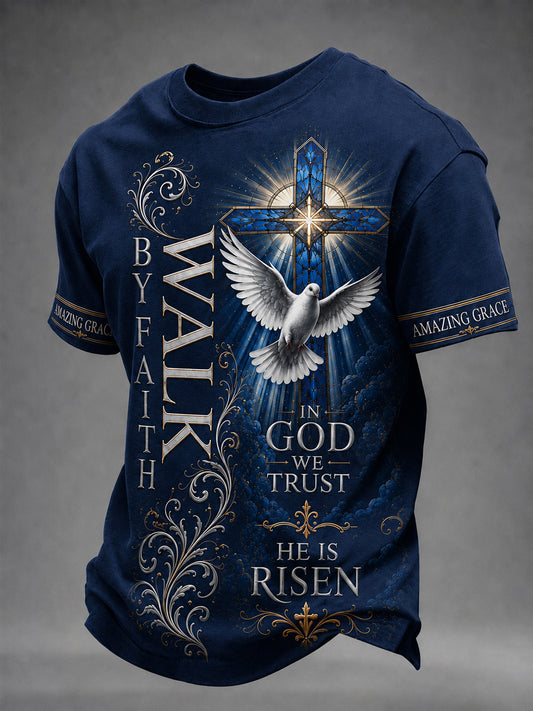 Men's Christian WALK BY FAITH Cross Short Sleeve T-shirt