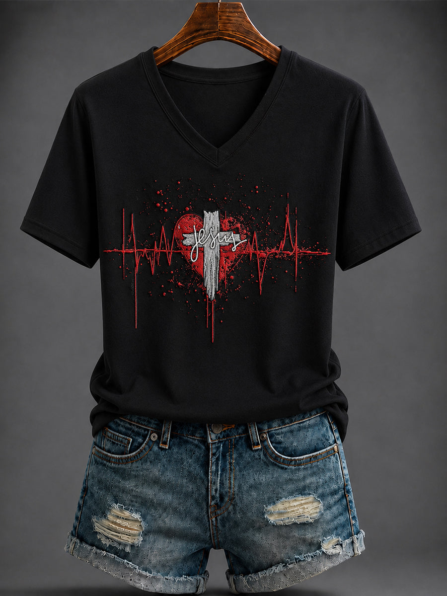 Women's Faith Printed V-neck T-shirt