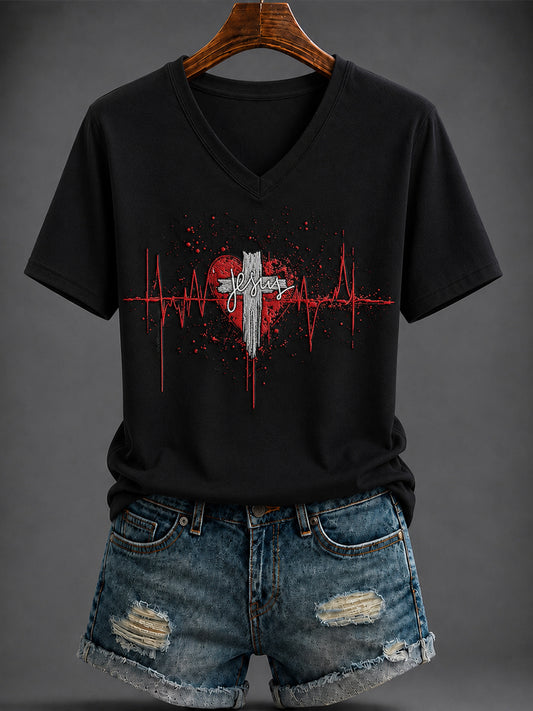 Women's Faith Printed V-neck T-shirt
