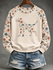 Women's Labrador Retriever Floral Print Casual Raglan Sleeve Sweatshirt